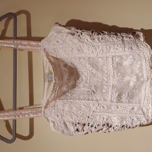 Odille Anthropologie lace embroidered top